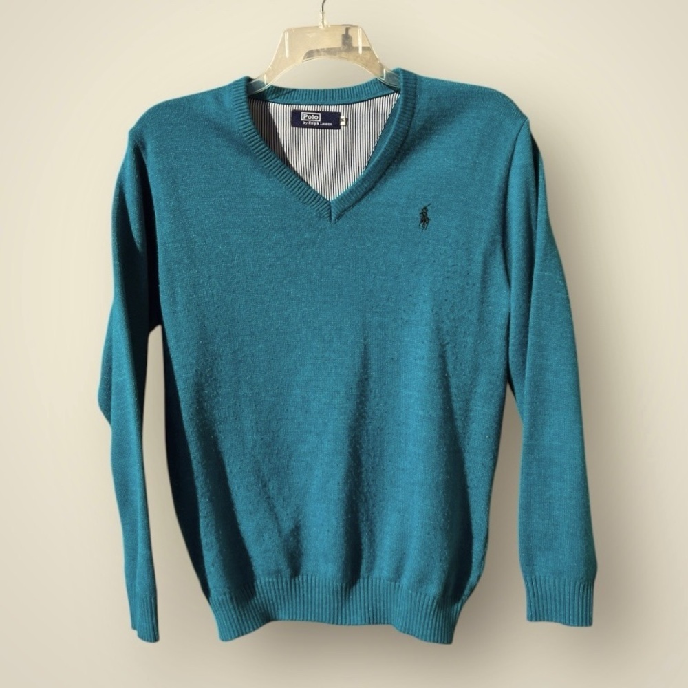 Polo ralph lauren teal vneck sweater